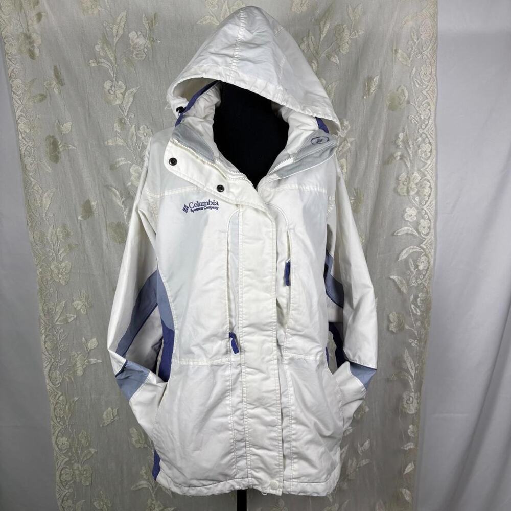 COLUMBIA SPORTSWEAR Zip & Snap Up White & Blue Jacket